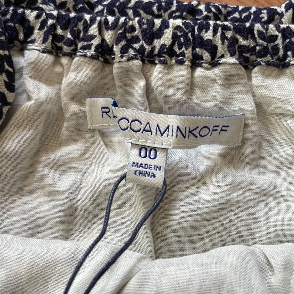 Rebecca Minkoff Women Dress Navy/White Floral Off The Shoulder Size 00 $185 - Picture 7 of 12